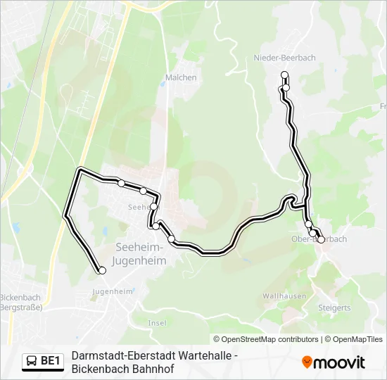 BE1 Bus Line Map
