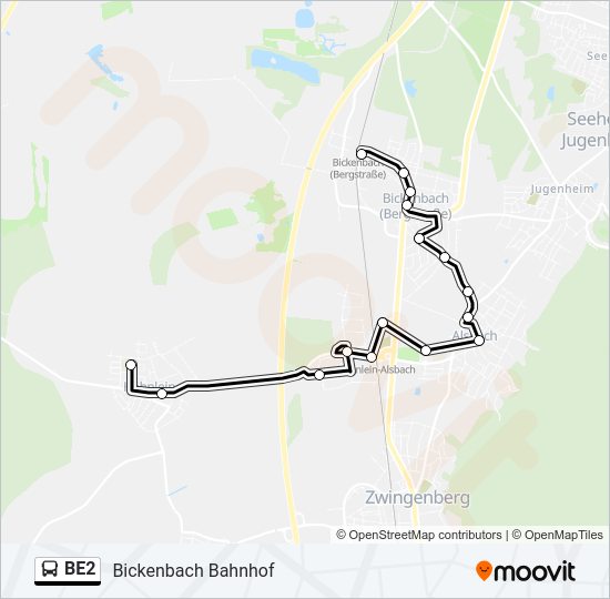 BE2 Bus Line Map