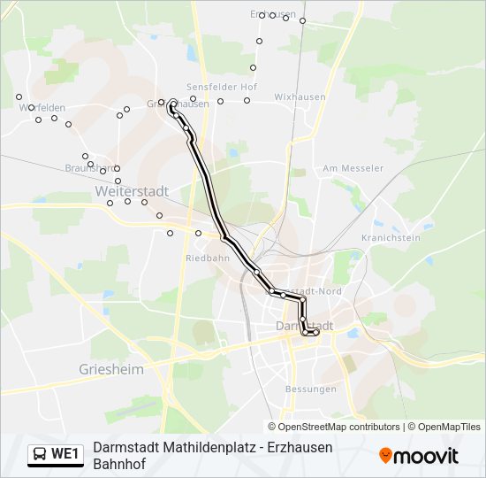 WE1 Bus Line Map