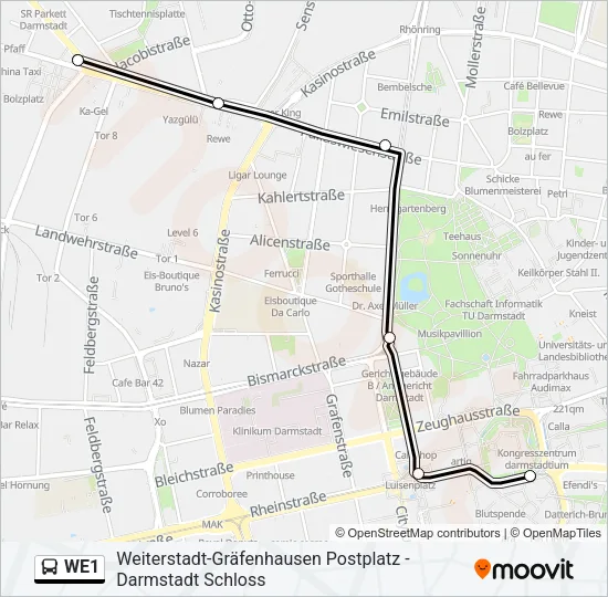 WE1 Bus Line Map