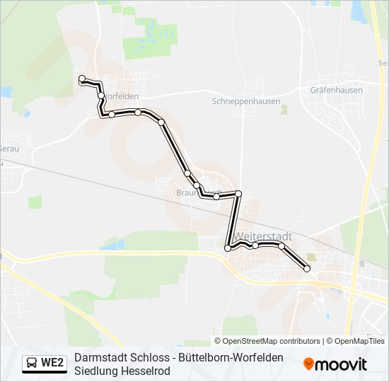 Автобус WE2: карта маршрута