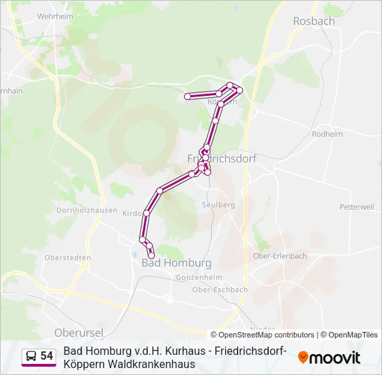 54 Bus Line Map