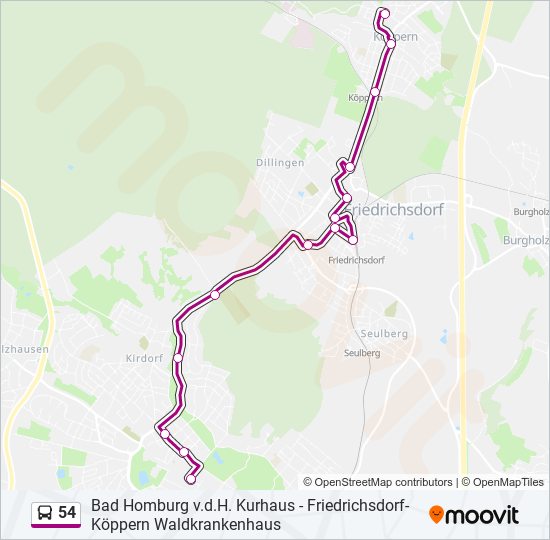 54 bus Line Map