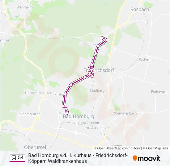 54 Bus Line Map