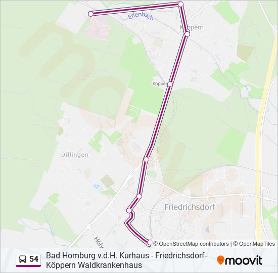 54 bus Line Map