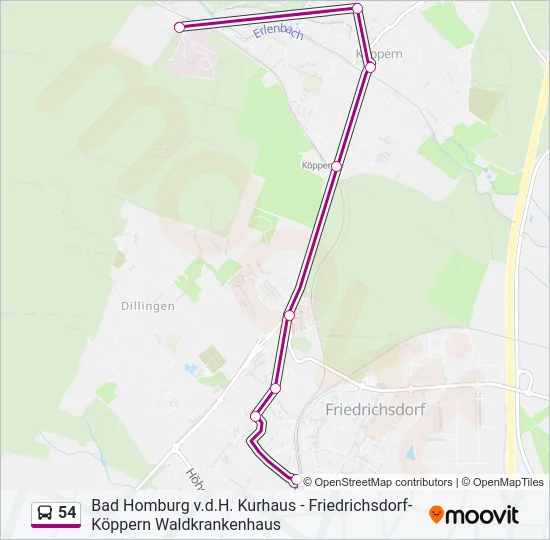 54 Bus Line Map