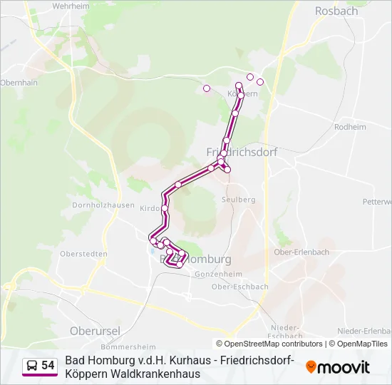 54 Bus Line Map
