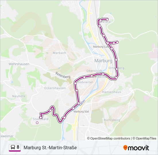 Автобус 8: карта маршрута
