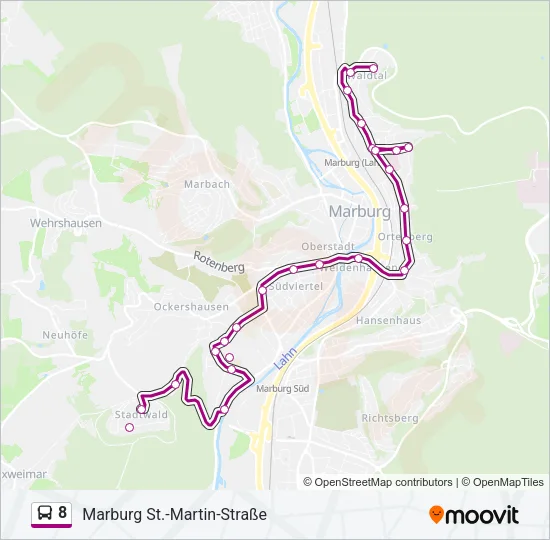 Автобус 8: карта маршрута