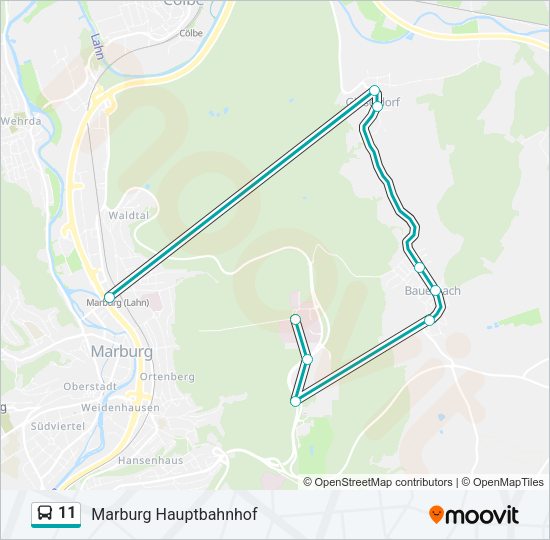 Автобус 11: карта маршрута