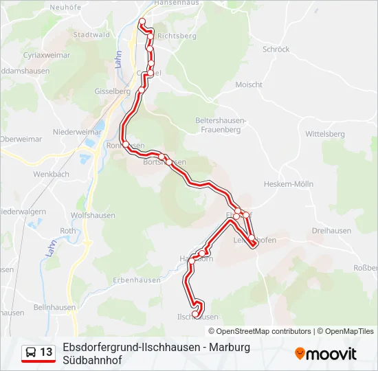 13 Bus Line Map