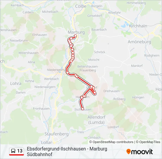13 Bus Line Map