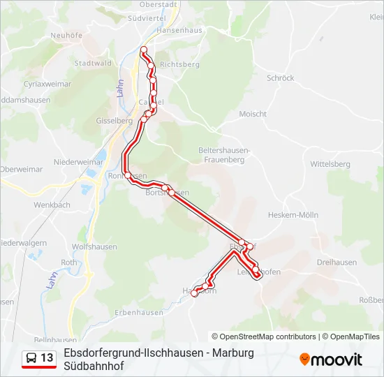 13 Bus Line Map