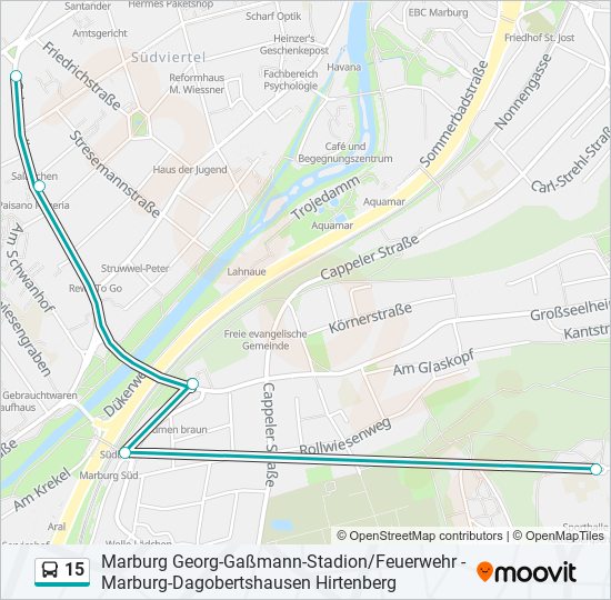 Buslinie 15 Karte