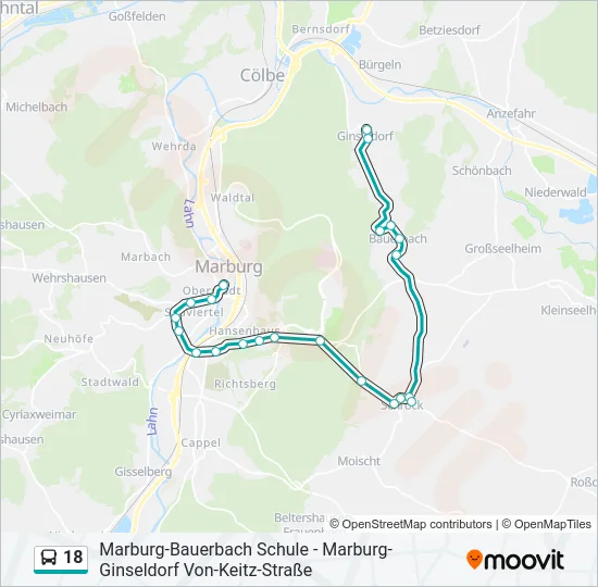 18 Bus Line Map
