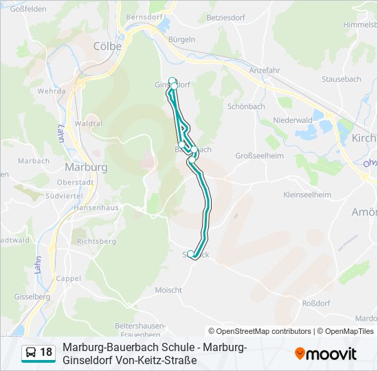 18 bus Line Map