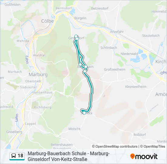 18 Bus Line Map