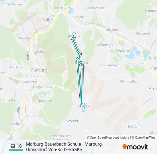 18 Bus Line Map