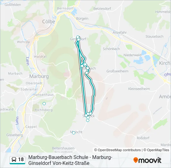 18 Bus Line Map