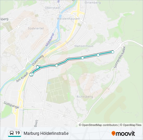 Buslinie 19 Karte