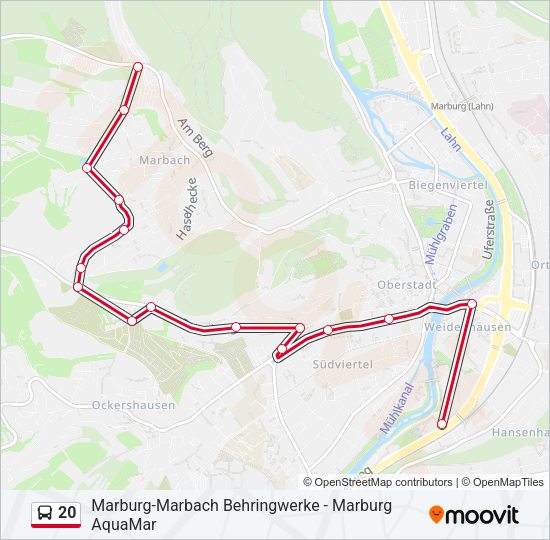 Автобус 20: карта маршрута