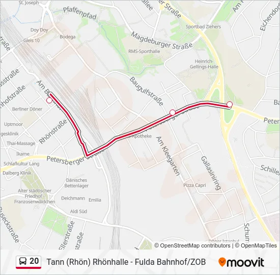 Автобус 20: карта маршрута