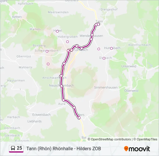 25 Bus Line Map