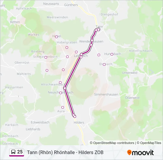 25 Bus Line Map