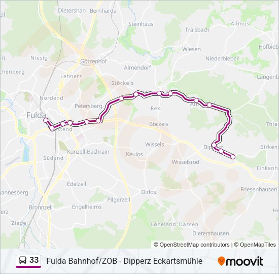 33 Bus Line Map