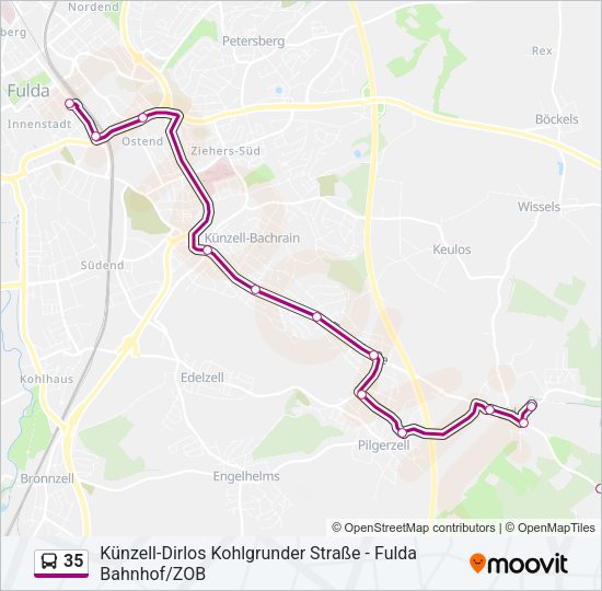 Автобус 35: карта маршрута