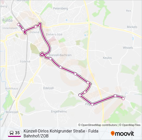 Автобус 35: карта маршрута