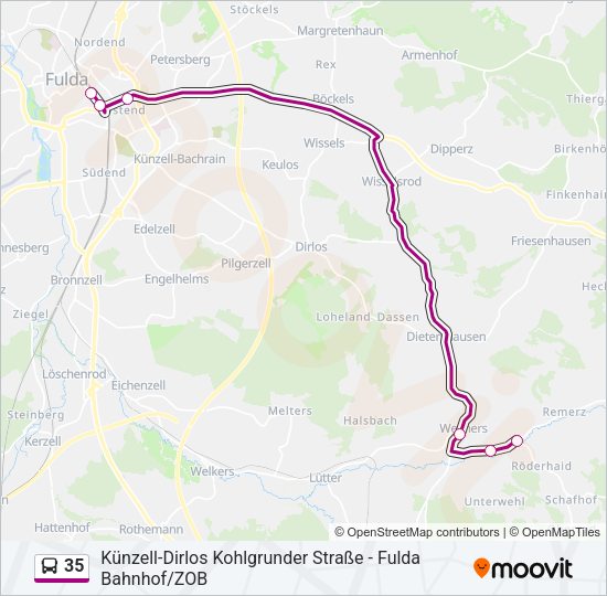 Автобус 35: карта маршрута