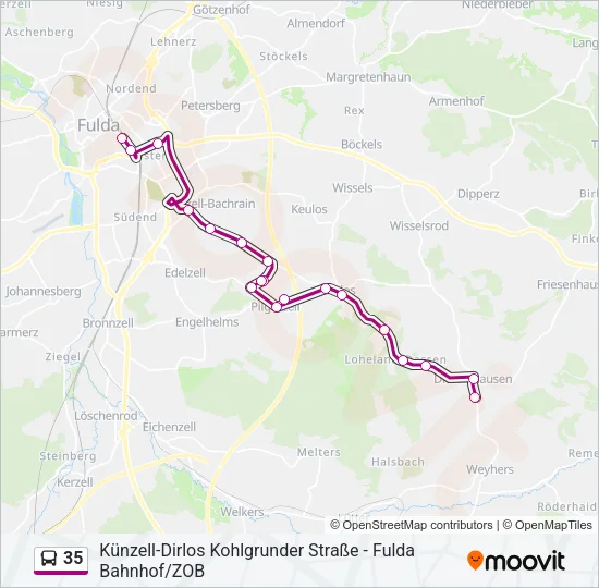 Автобус 35: карта маршрута