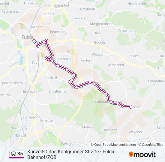 Автобус 35: карта маршрута