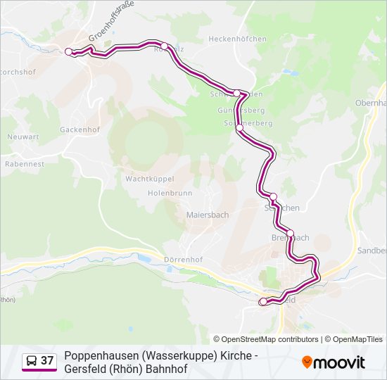 Автобус 37: карта маршрута