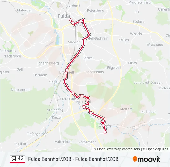 43 Bus Line Map