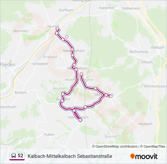 52 Bus Line Map