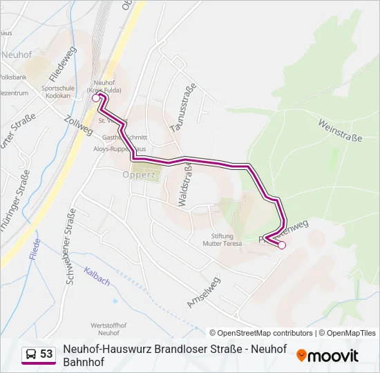 53 Bus Line Map