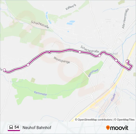 54 Bus Line Map