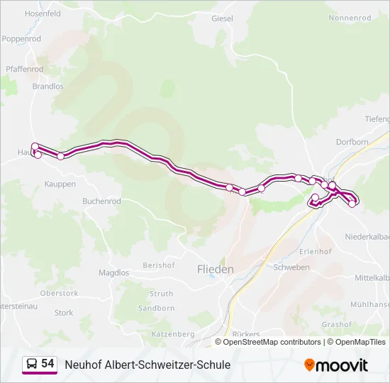 54 Bus Line Map