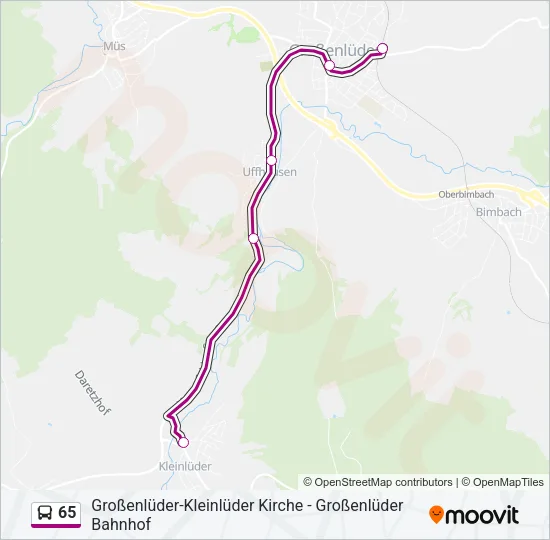 65 Bus Line Map