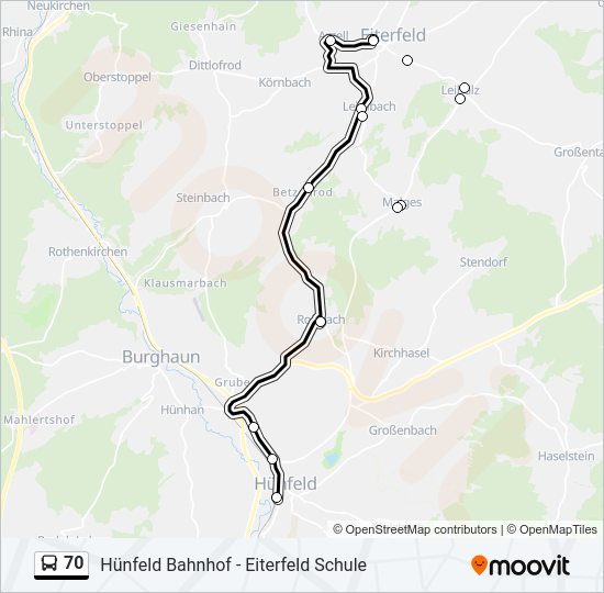 70 Bus Line Map