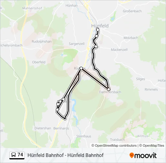 74 Bus Line Map