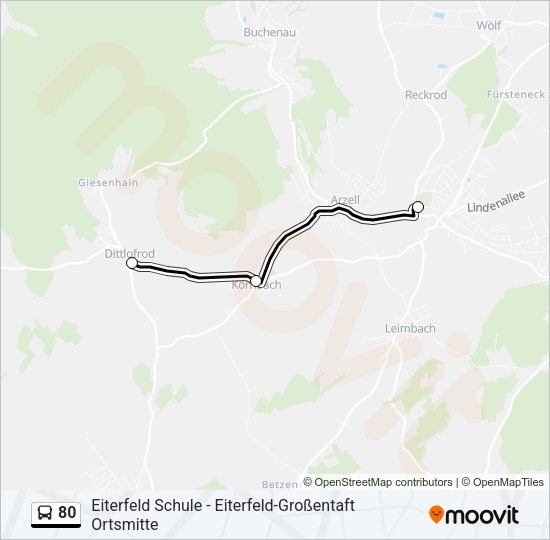 80 Bus Line Map
