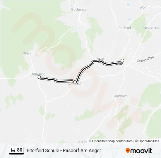80 Bus Line Map
