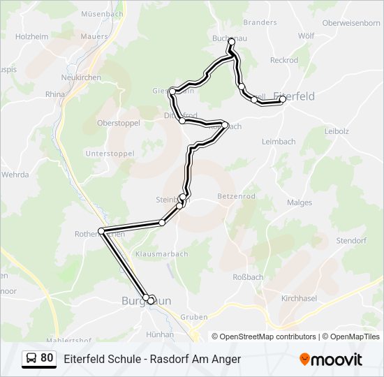 80 Bus Line Map