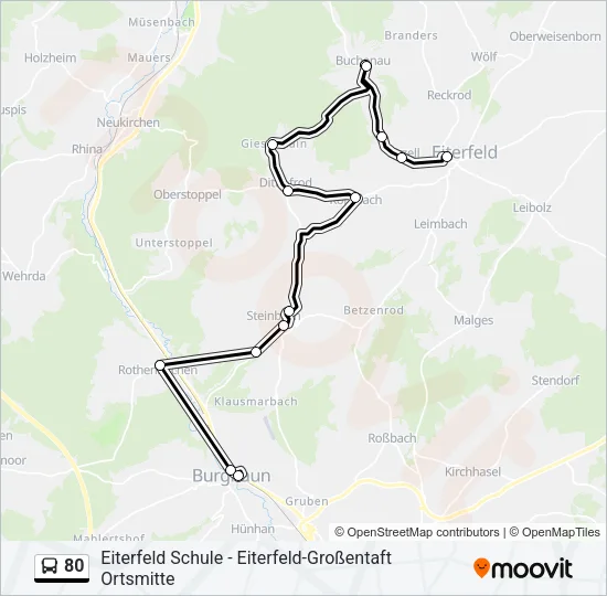 80 Bus Line Map