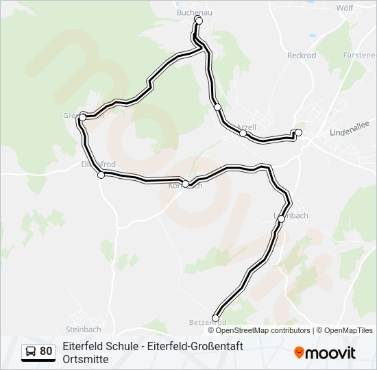 80 Bus Line Map