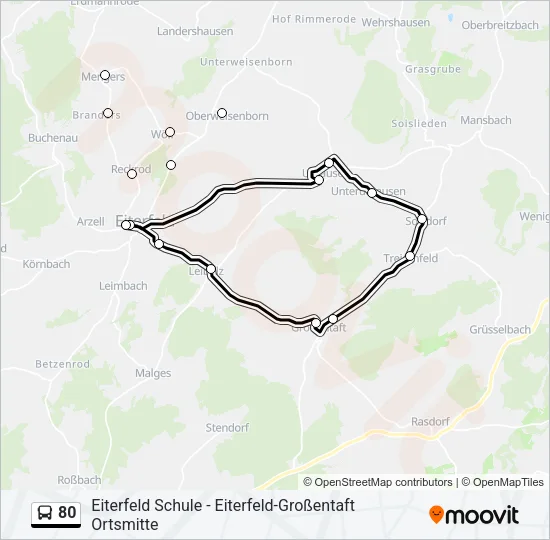 80 Bus Line Map