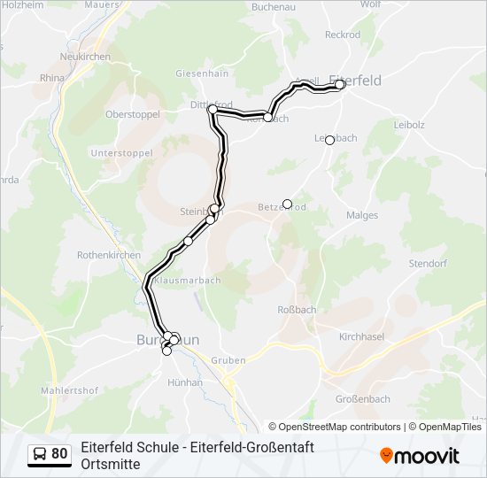 80 Bus Line Map